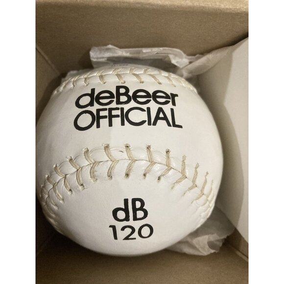 DeBeer Official dB 120 Softball White & Red Stitched Leather Sports Ball - Picture 1 of 3